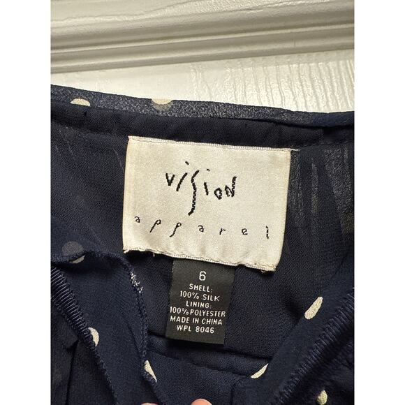 Y2K Vision Apparel Silk Polkadot Pleated Baby Doll Retro Mini Dress Size 6 - Picture 8 of 8